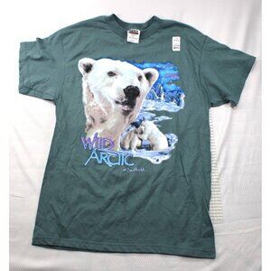 NWT VTG 90's Wild Arctic SeaWorld Polar Bear Graphic Tultex Tee Shirt Medium